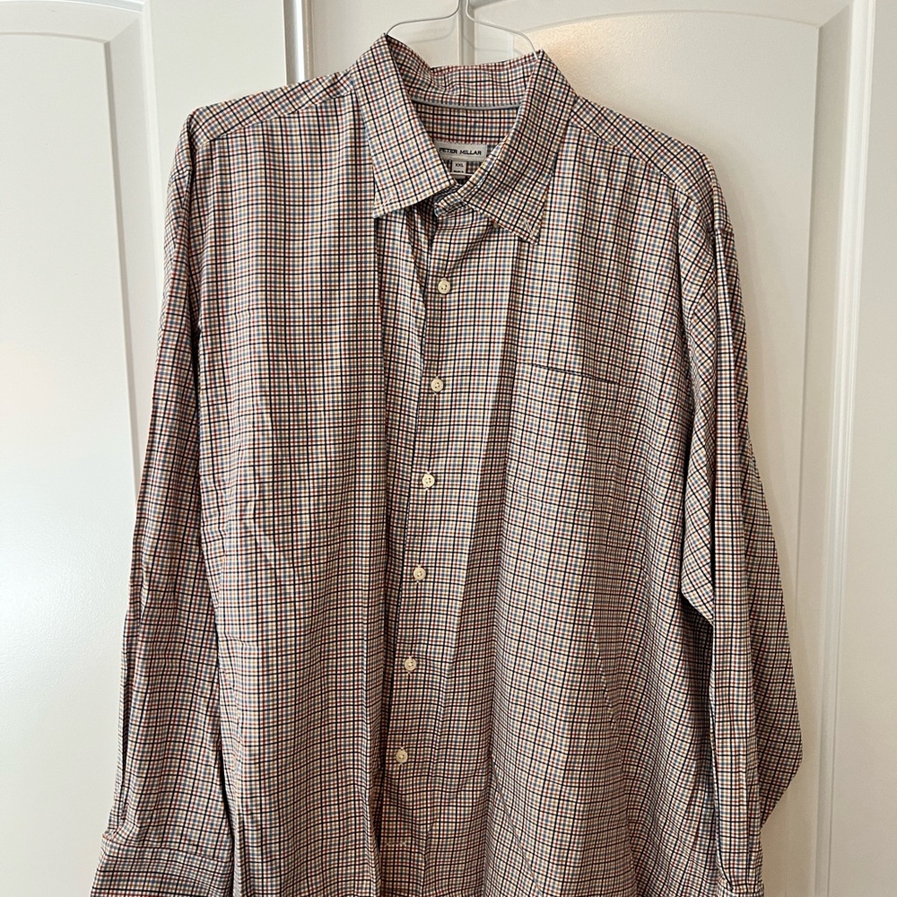Peter Millar Brown Checkered Casual Button Down Shirt
